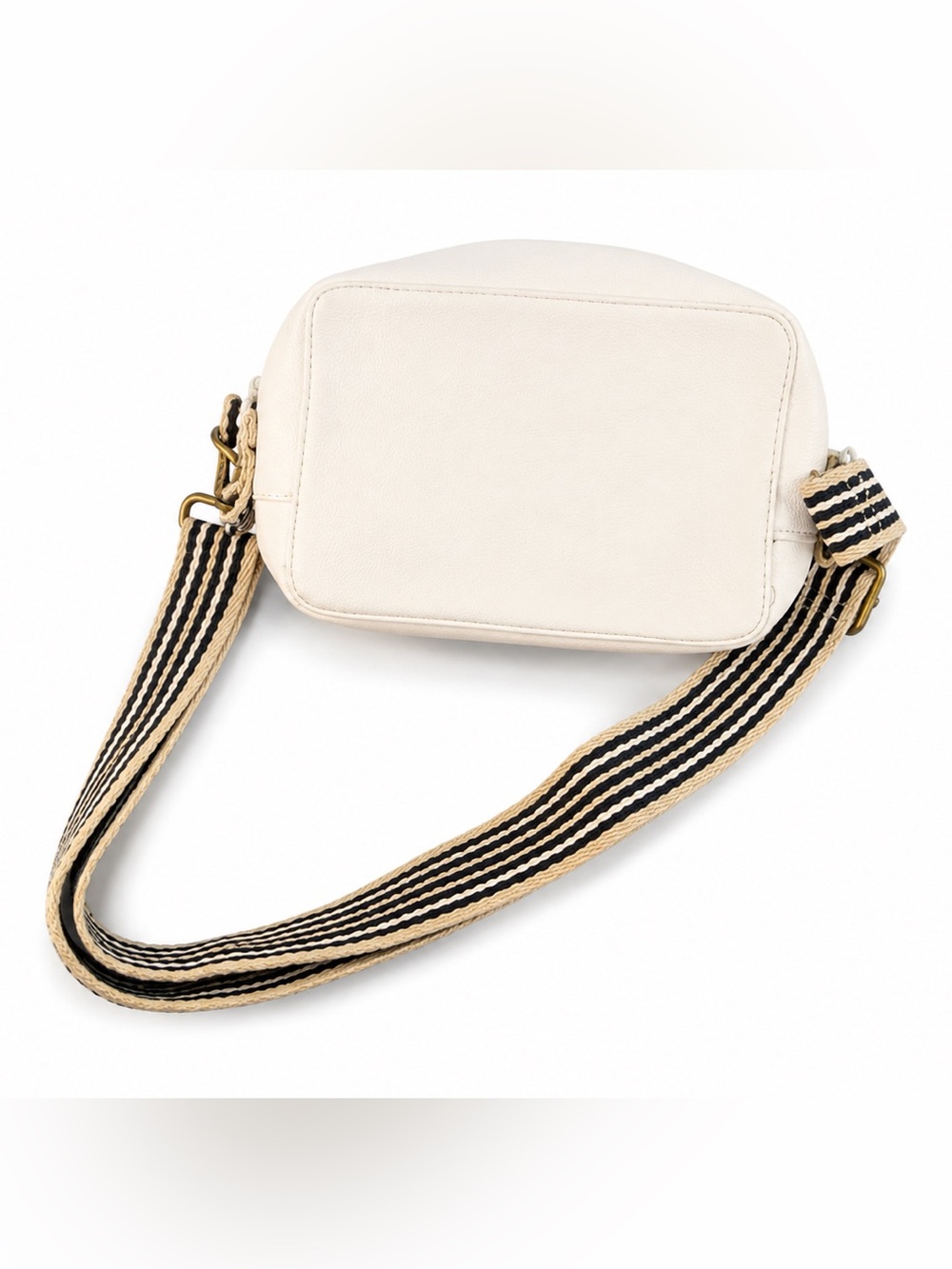 thirty-one Cream Leather Crossbody with Striped Strap